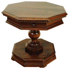 Italian Baroque Walnut Octagonal Center Table