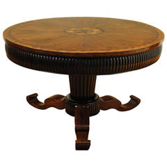 Italian, Lombardia, Walnut Ebonized Fruitwood and Ash Center Table, 19th Century