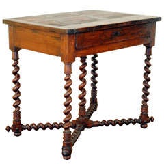 A Rare French Early 18th Century Louis XIII Period One Drawer Walnut Table