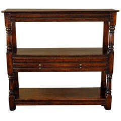 Antique An Early 18th Century Georgian Oak 3-Level 1-Drawer Etagere or Server