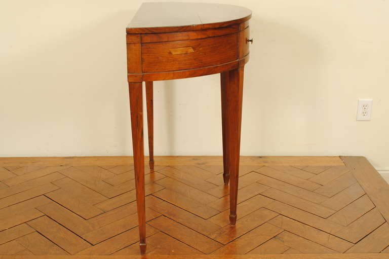 Walnut Demilune 1-Drawer Console, Italian Early 19th C.