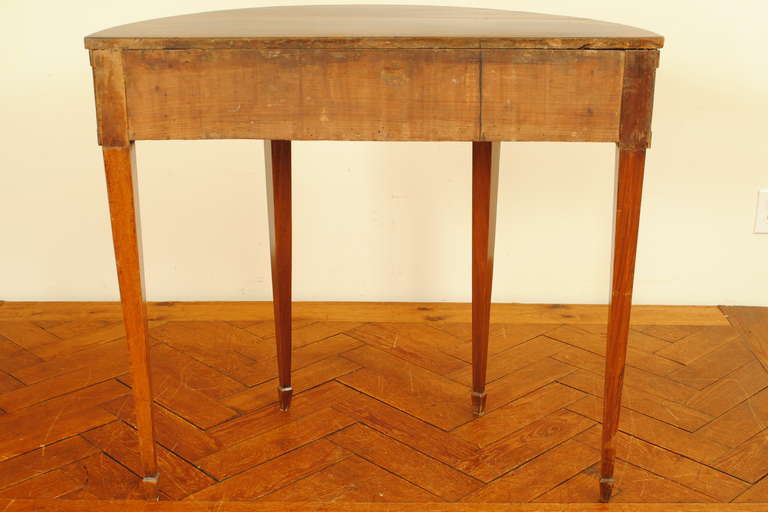 Neoclassical Walnut Demilune 1-Drawer Console, Italian Early 19th C.