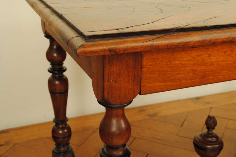 One Drawer Walnut and Ebonized Table in the Louis XIII Style 1