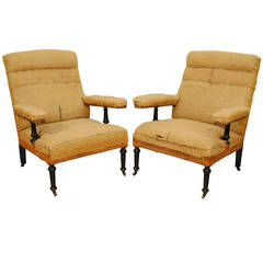Pair of French Large Louis Philippe, Ebonized Fauteuils, circa 1840
