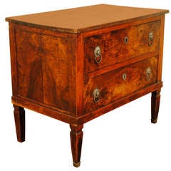 A French Early 19th Century Neoclassic Solid Walnut 2-Drawer Commode