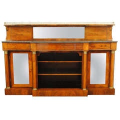 Antique An English Regency, ca. 1820, Rosewood Sideboard with Brass Gallery & Marble Top