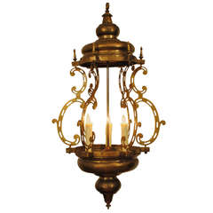 A Large Portuguese Baroque Hanging Brass Lantern, Late 17th or Early 18th Cen.