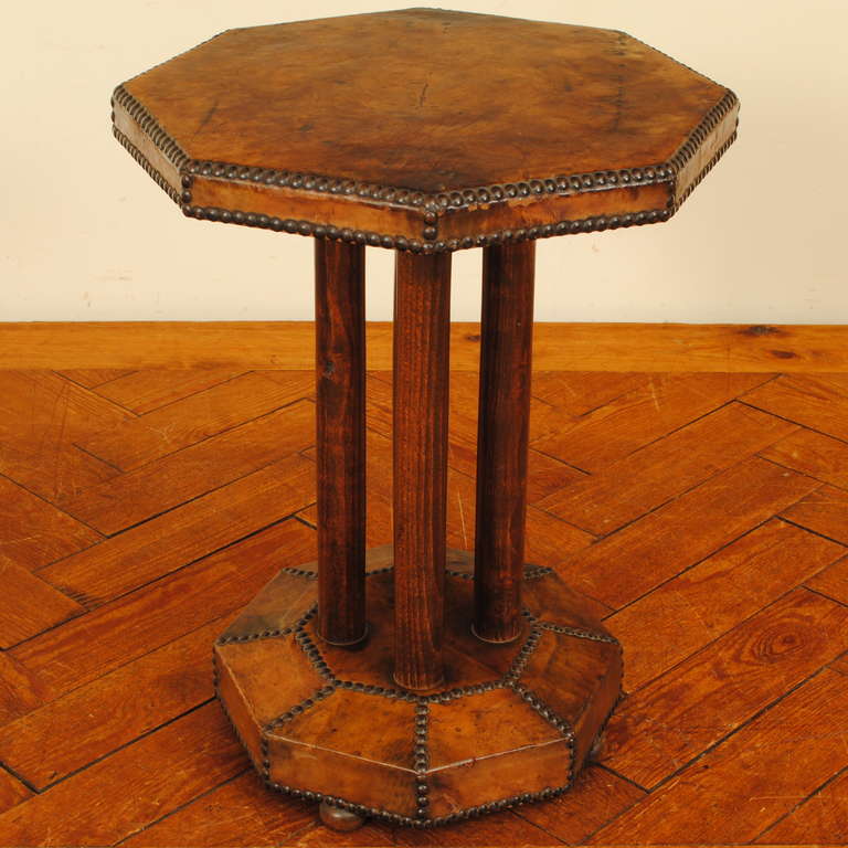 Art Deco Leather Covered Table, French, circa 1930