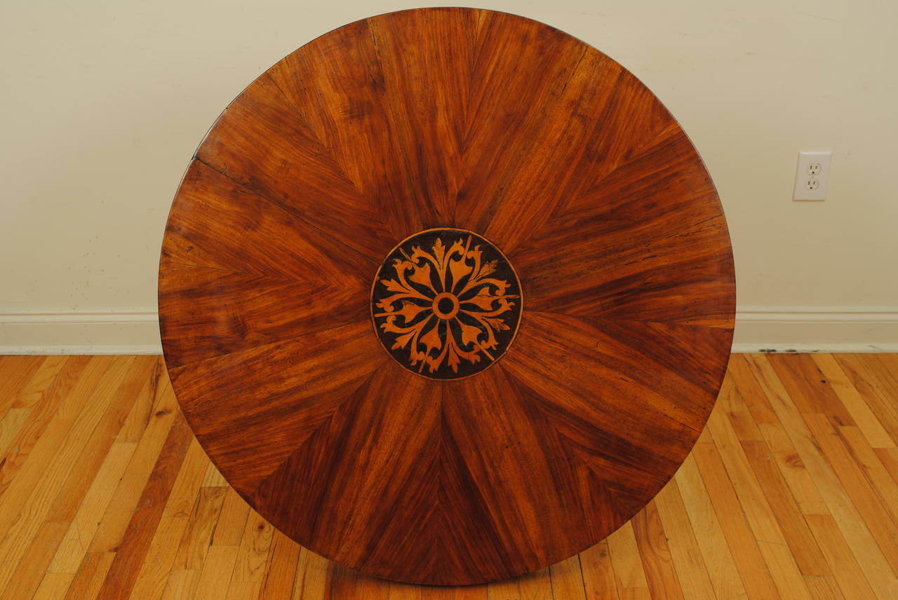 Italian Tuscan Neoclassical Walnut and Inlaid Center Table