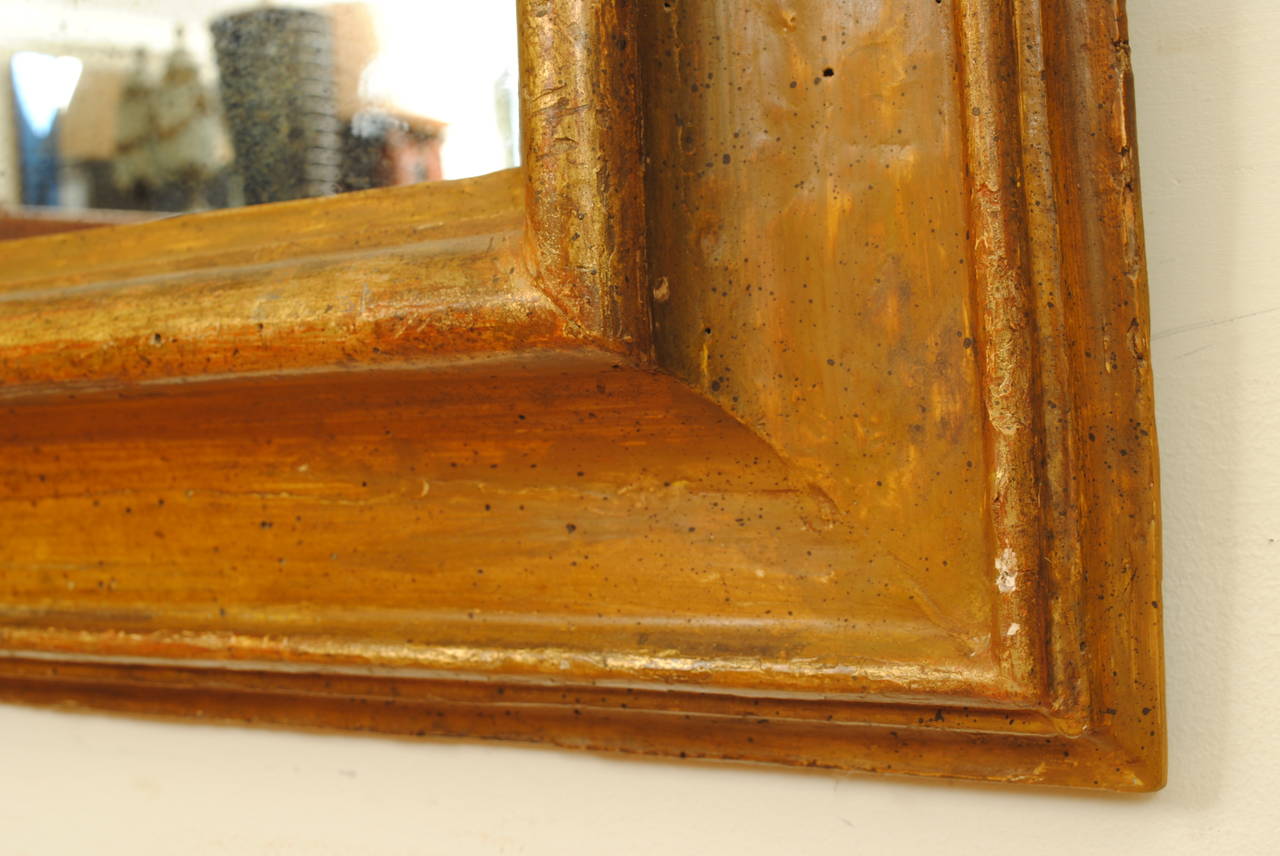 17th Century Italian Baroque Painted Frame Now Mounted with Antiqued Mirror Plate
