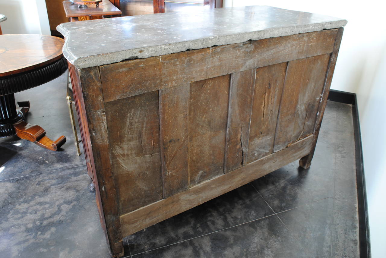 Early 18th Century Rare Louis XIV/XV Period Carved Walnut Buffet, Marrone Fossilized Marble Top