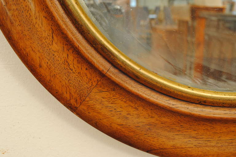 Walnut and Giltwood Concave Mirror with Convex Glass, French 19th Century 1