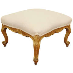 Carved Giltwood and Upholstered Bench, Italian Louis XV Period