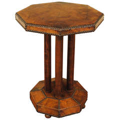 Art Deco Leather Covered Table, French, circa 1930