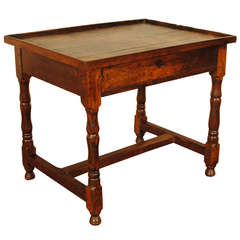 French Walnut 1-Drawer Low Table, 19th Century