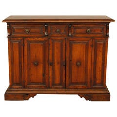 Italian, Emiliana, Baroque Walnut Three-Drawer, Two-Door Credenza, 17th Century