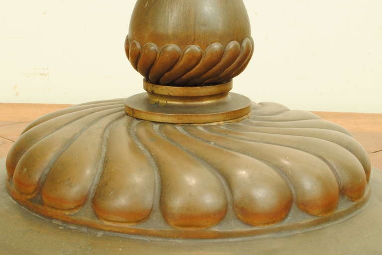 An Italian Baroque Style Cast Brass Floor Lamp with Woven French Lampshade 4