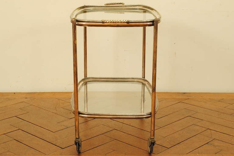 Mid-Century Modern An Italian Silver Plate and Glass Wheeled Cart, Removable Trays