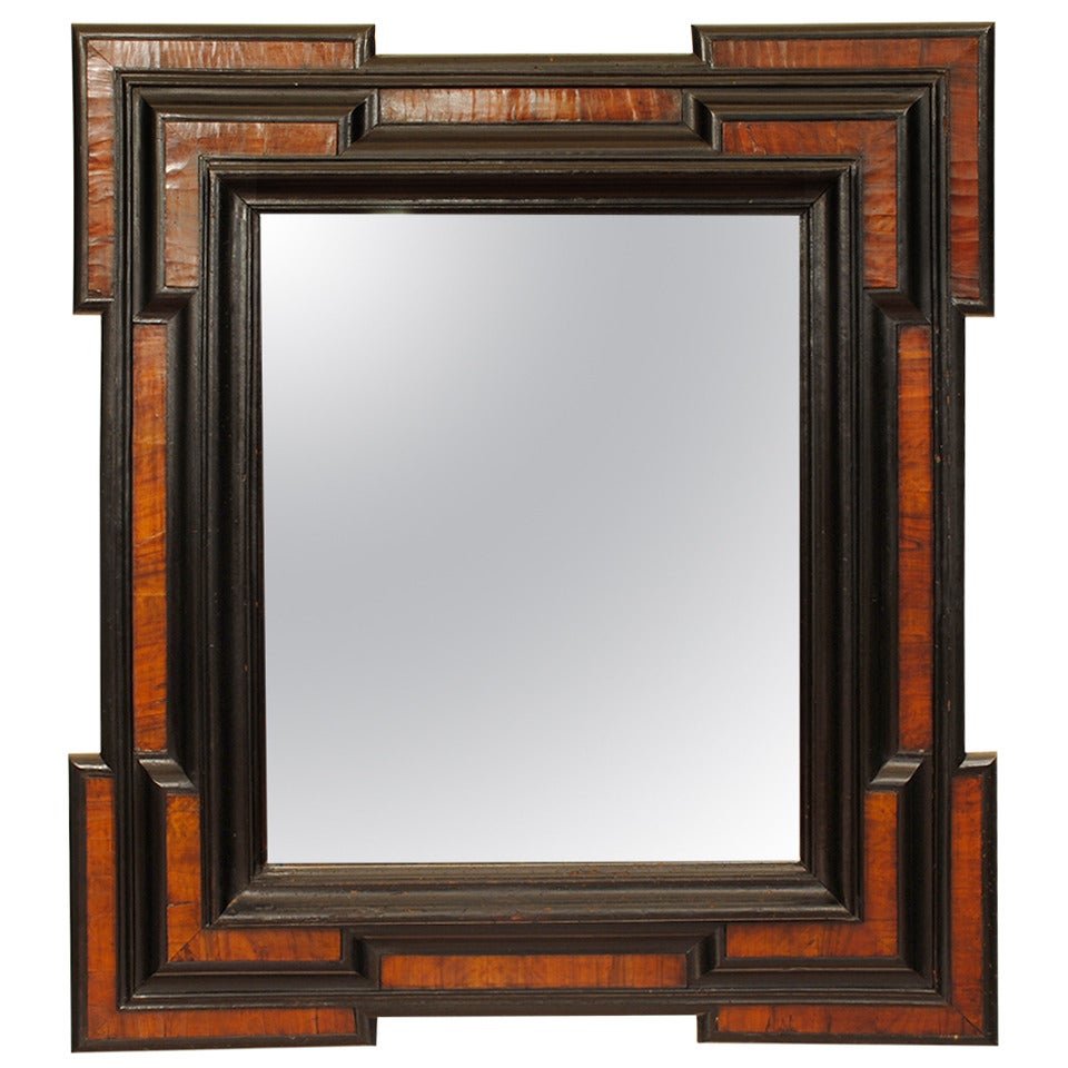 Dutch Walnut Veneer and Ebonized Mirror