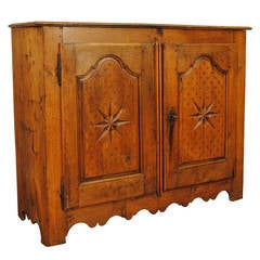 French Early 18th Century Carved Light Oak Two-Door Tall and Shallow Buffet