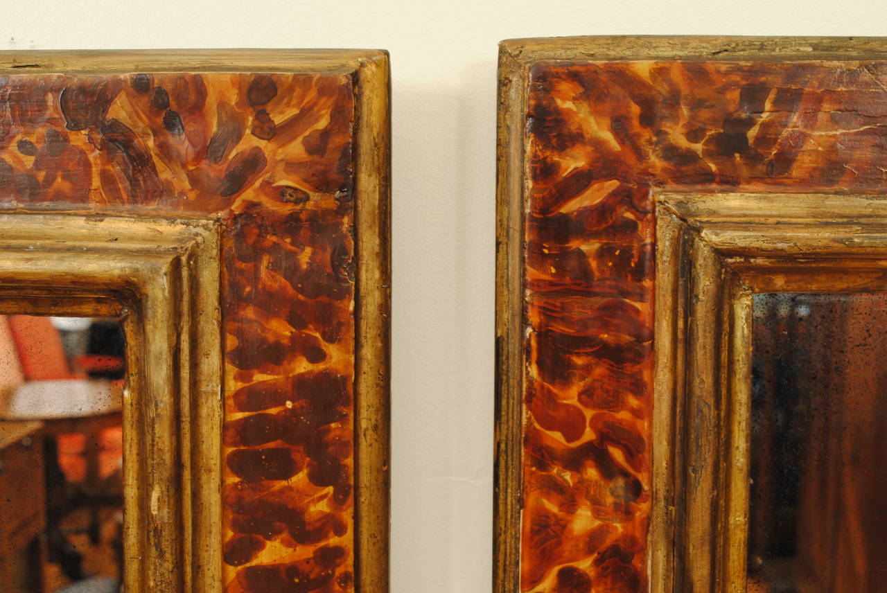 Pair of Italian Late Baroque Period Faux Tortoise Painted Frames or Mirrors In Excellent Condition In Atlanta, GA
