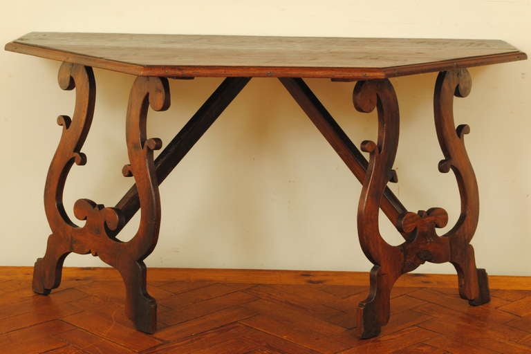 Large Pr.17th Cen Italian Baroque Walnut Console Tables, Octagonal Dining Table