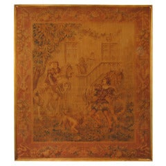 A Pair of Large Signed 19th Cen. Painted Canvas Wall Panels in Giltwood Frames