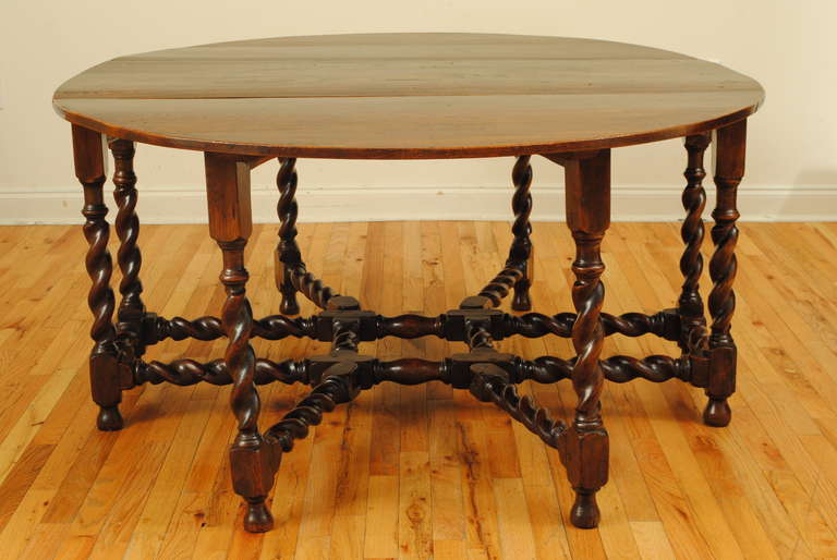 Georgian English Large Oak, Gateleg Table with 