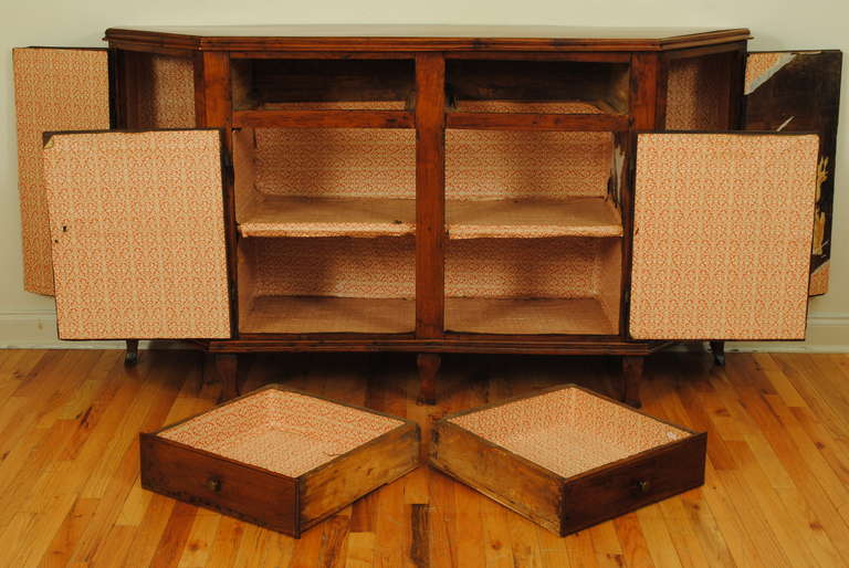 Neoclassical Italian, Veneto Region, Credenza Scantonata in Fruitwood, 18th or 19th Century