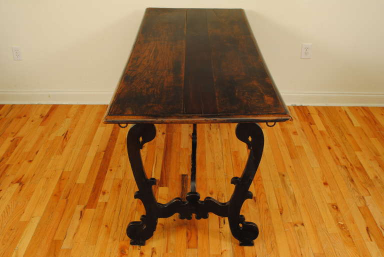 18th Century and Earlier Italian Baroque Style, Walnut Trestle-Form Table