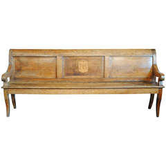 Antique A Spanish Neoclassic Light Walnut and Inlaid Hall Bench, early 19th century