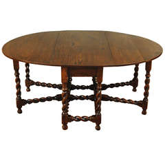 English Large Oak, Gateleg Table with "X" Form Swing Legs