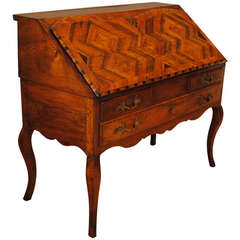 Louis XV Period Bureau en Pente in Walnut with Inlays