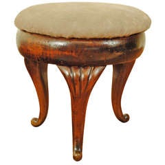 Antique An Italian Mid19th Century Walnut and Upholstered Footstool