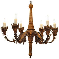 An Italian, Piemontese, Early 18th C., Carved Giltwood and Metal Chandelier