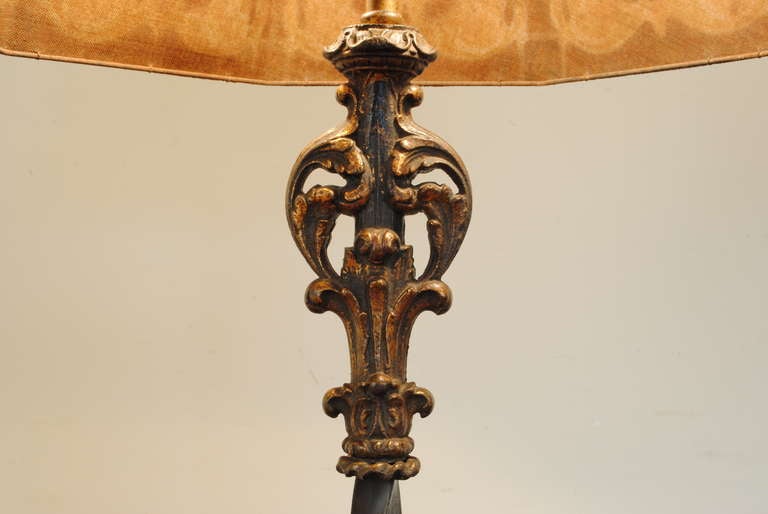 An Arts and Crafts Painted Iron and Metal Floor Lamp with Original Shade 2