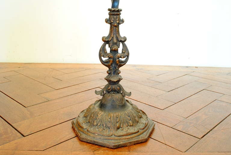 An Arts and Crafts Painted Iron and Metal Floor Lamp with Original Shade 4