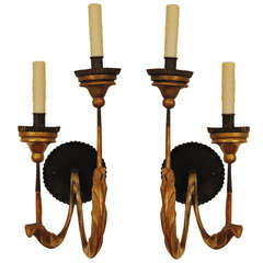 Pair of Italian Neoclassical, Two Arm Wall Sconces