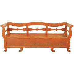 A Swedish, Late 3rd Quarter 19th Century, Carved and Painted Kitchen Sofa