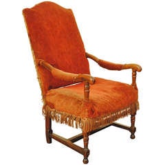 A French Walnut Louis XIII Period, Early 18th C., Fauteuil
