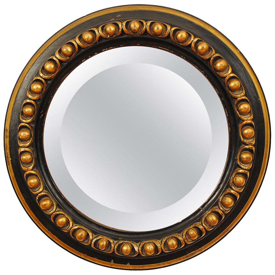 French Neoclassical Giltwood and Ebonized Mirror, 19th Century