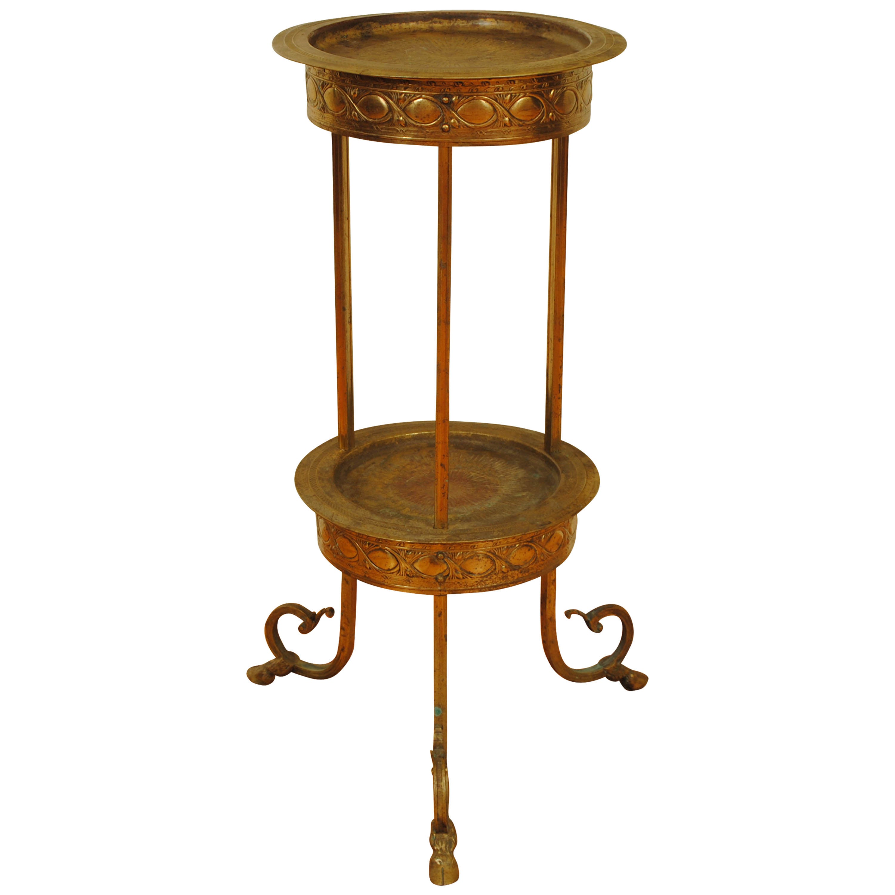 French Neoclassical Revival Brass Side Table, Late 19th Century