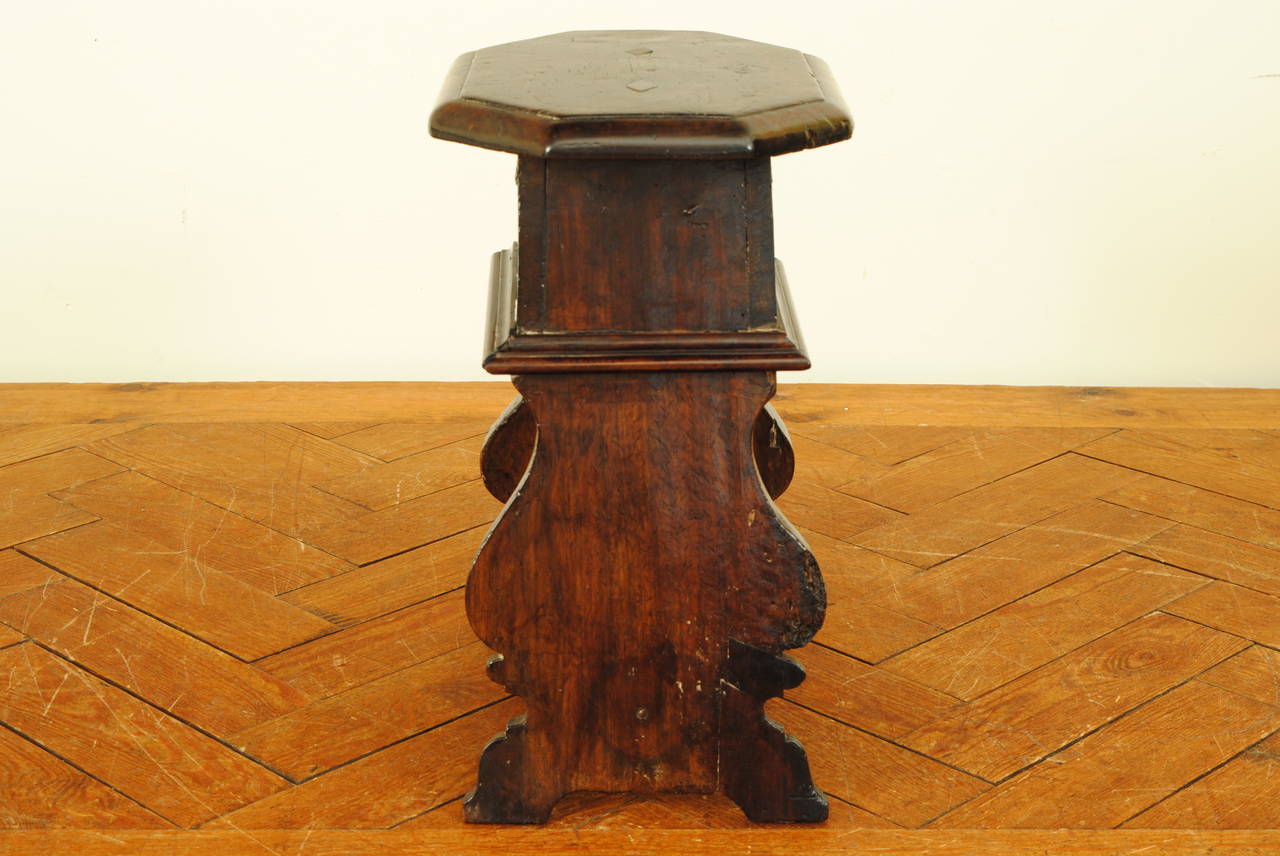 Italian, Baroque Period, Octagonal Walnut Side Table, Mid-17th Century
