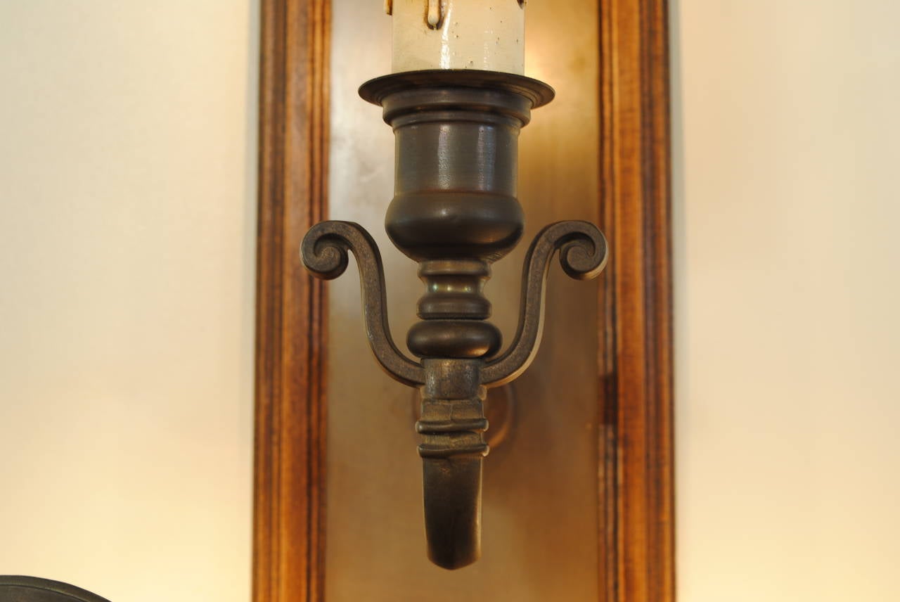 20th Century Set of Five Italian Baroque Style Three-Light Wall Sconces in Patinated Brass