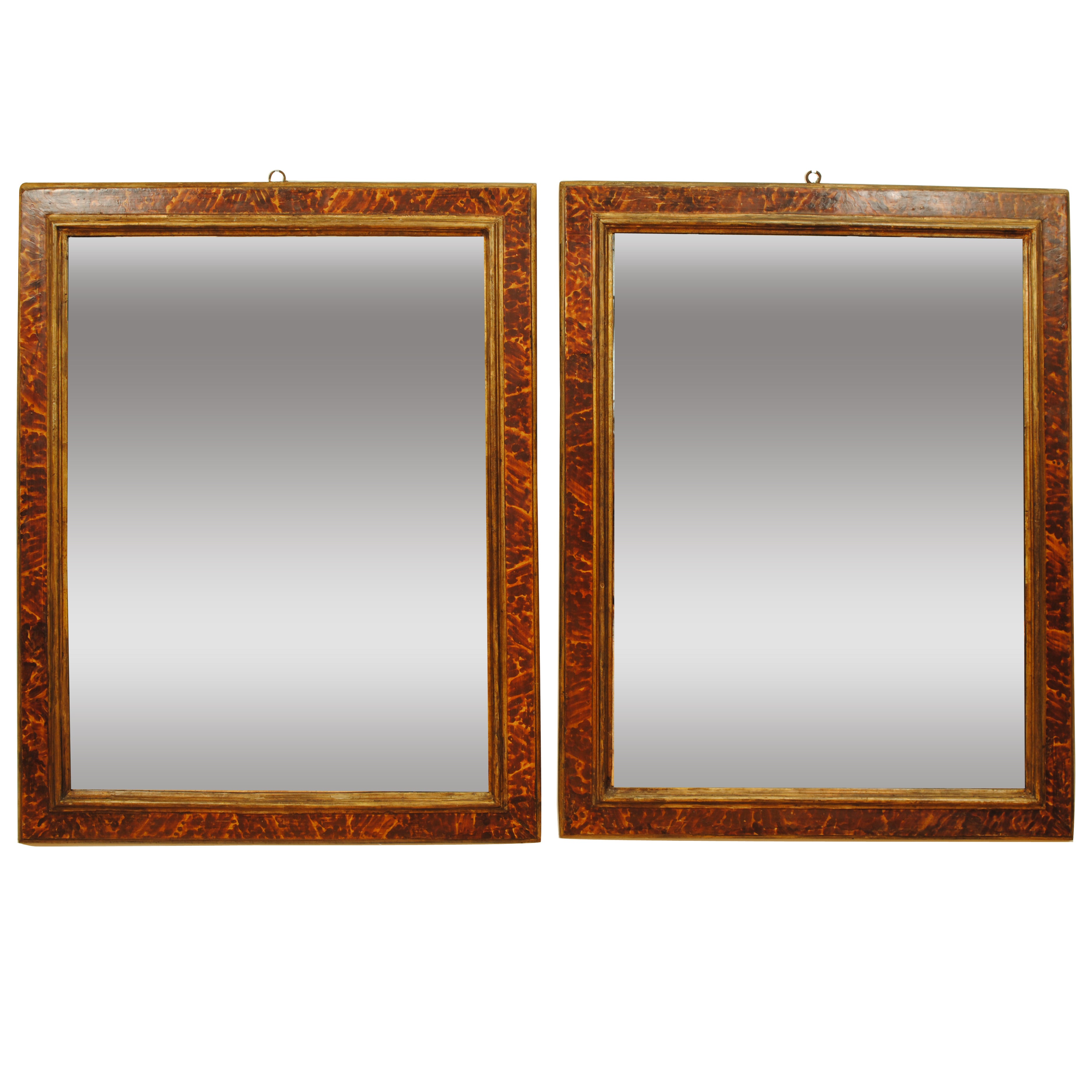 Pair of Italian Late Baroque Period Faux Tortoise Painted Frames or Mirrors