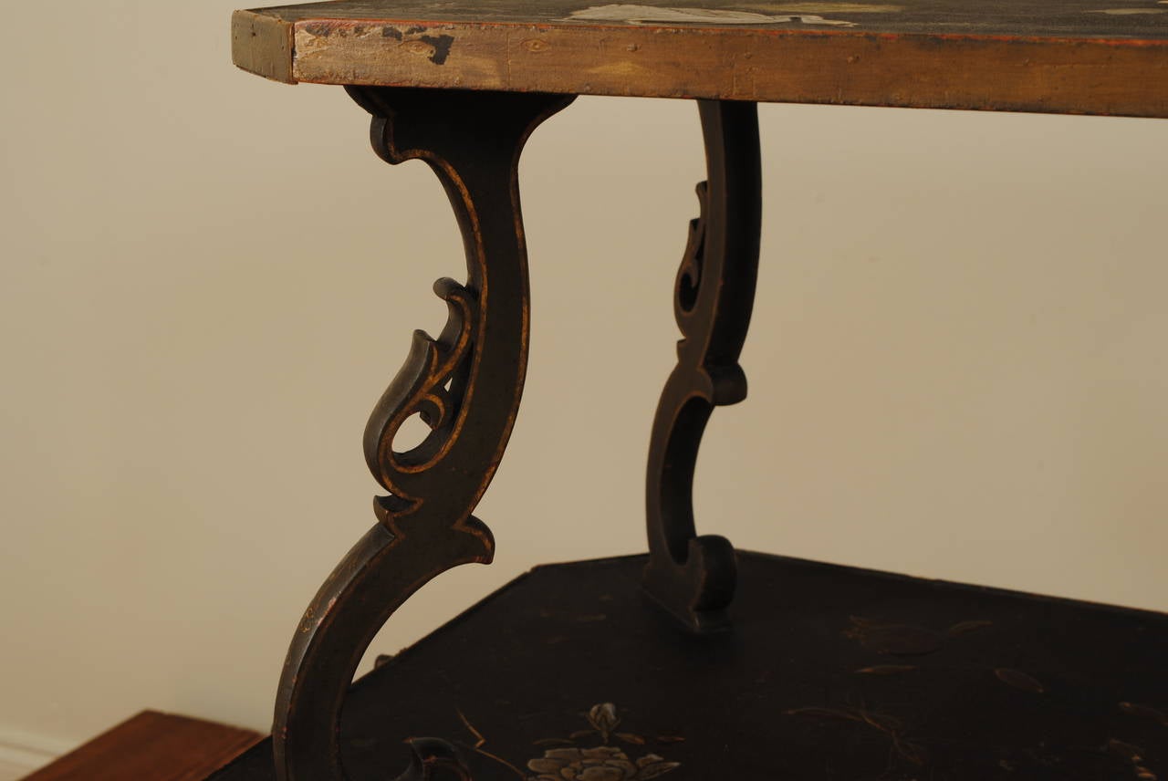 French, Parisian, Two-Tiered Chinoiserie Painted Tray Table 2