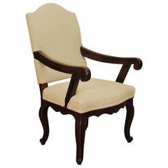 Louis XV Oak and Upholstered Fauteuil
