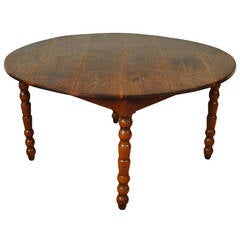 French Louis XIII Style Oak Circular Table