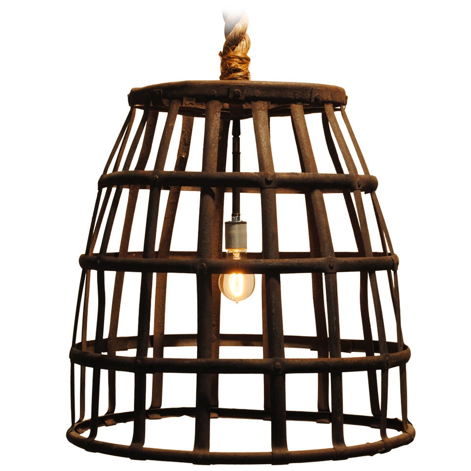 A French 19th Century Iron Basket Form Chandelier