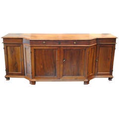 A Rare Late 18th Century Italian Neoclassic Walnut 1 Drawer, 4 Door Credenza